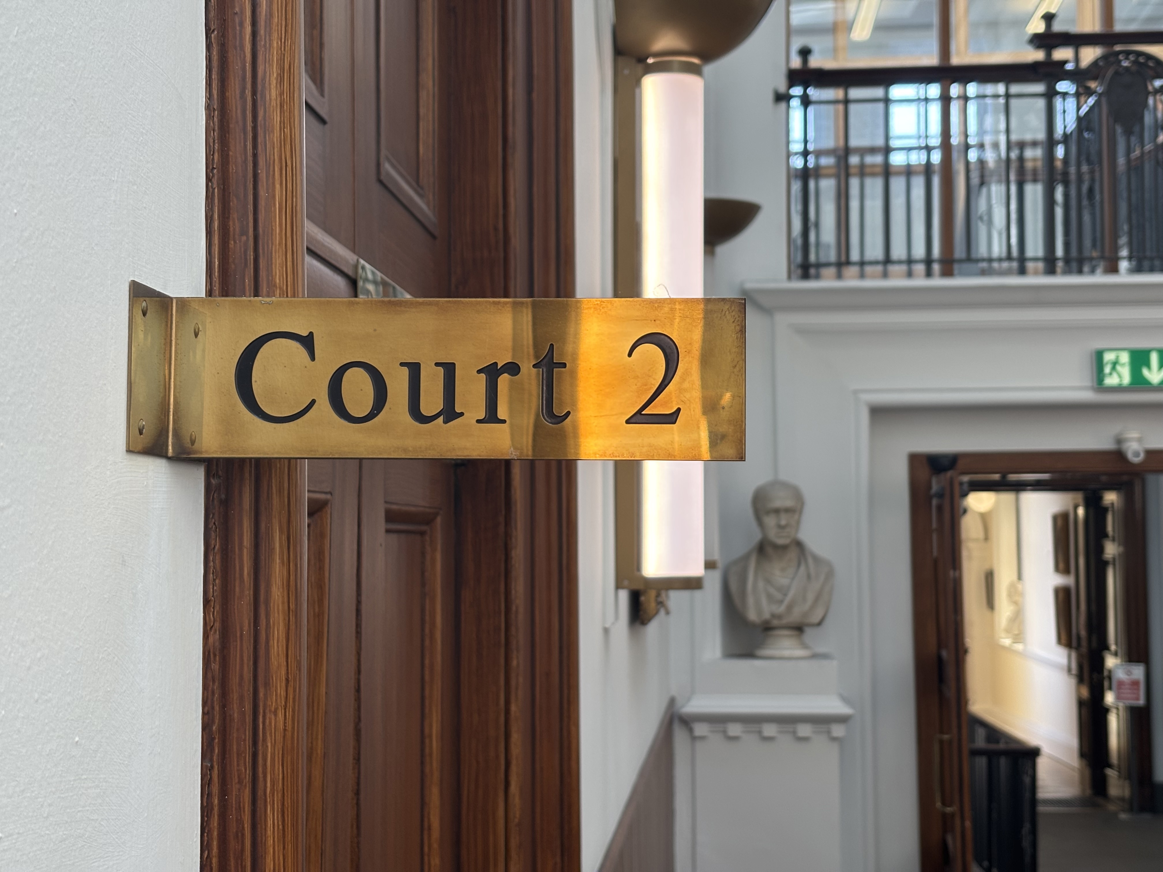 View of the sign for Court 2 and corridor in Parliament House